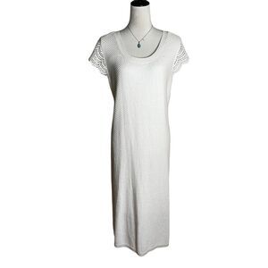 Lane Bryant Cap Sleeve Knit Lined Sweater Shift Dress in Birch Cream Sz 22/24